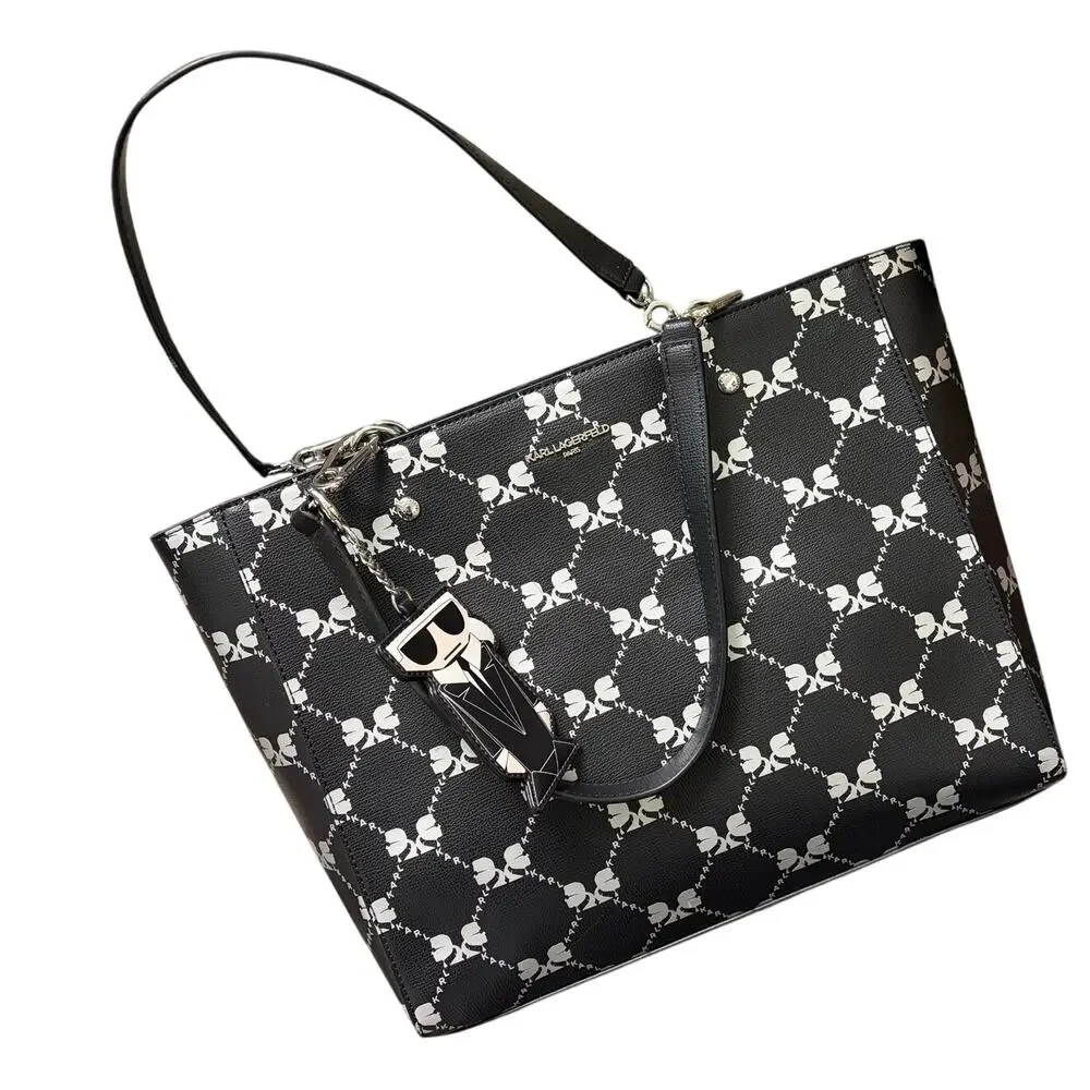 Karl Lagerfeld Paris Adele Monogram Print Tote with Charm